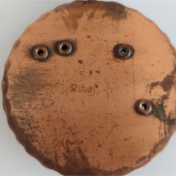 Vtg Mid Century Frank Rebajes Tragedy Comedy Modernist Statement Copper Necklace - Picture 4 of 7